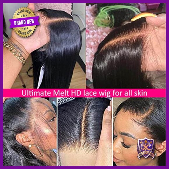 HD Lace Front Wig Human Hair 26in Straight Pre Plucked Baby Hair